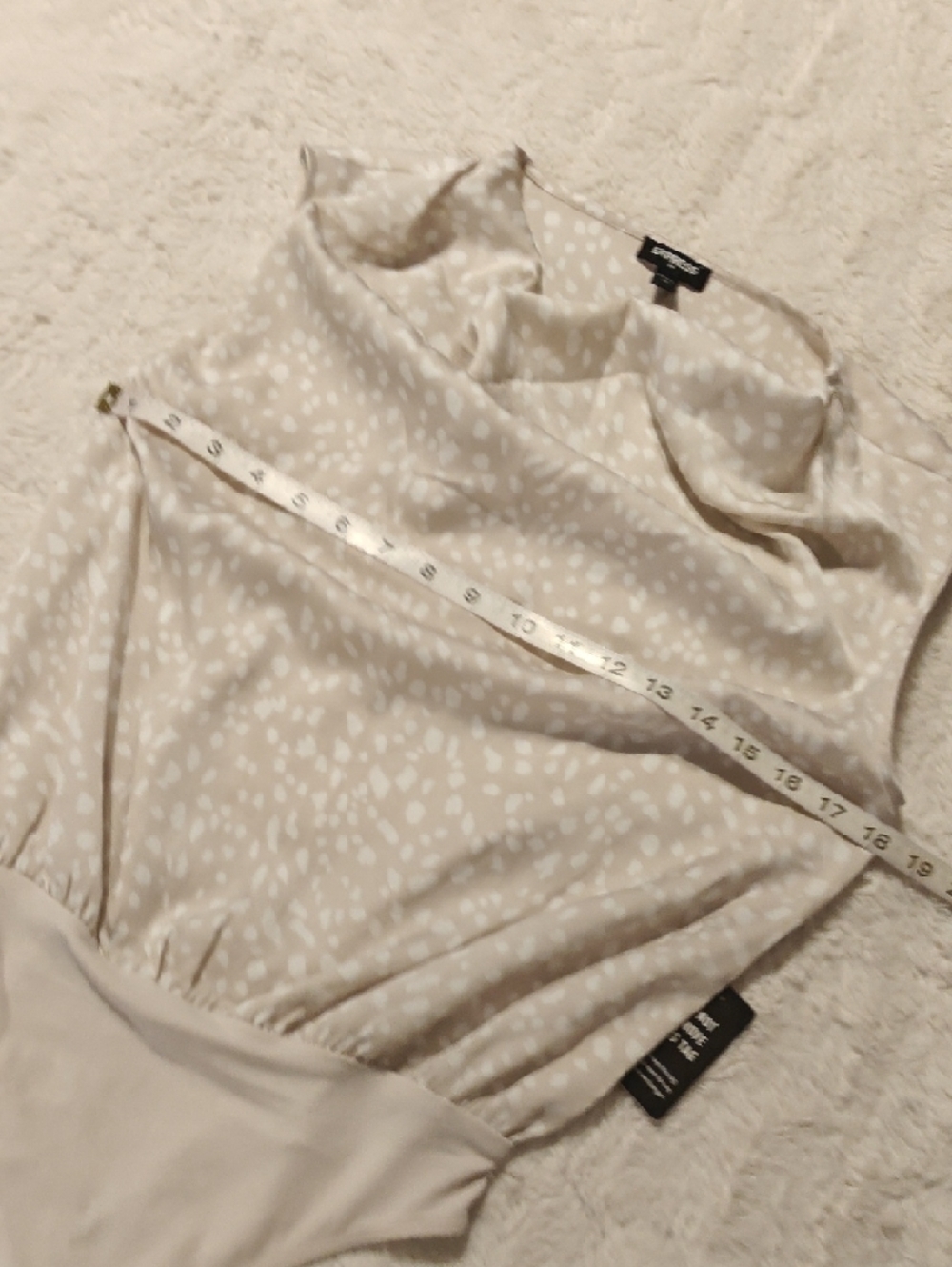 NWT Express Cream Drape-Neck Sleeveless Bodysuit - Picture 3 of 6
